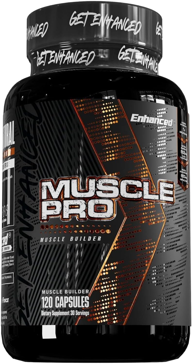 Enhanced Labs Muscle Pro - 5-in-1 Premium Muscle Builder for Men - Epicatechin, Turkesterone, RipFACTOR® & Purple Force® - Advanced Muscle Support: Strength, Lean Mass & Free Testosterone - 120 Capsules - görsel 1