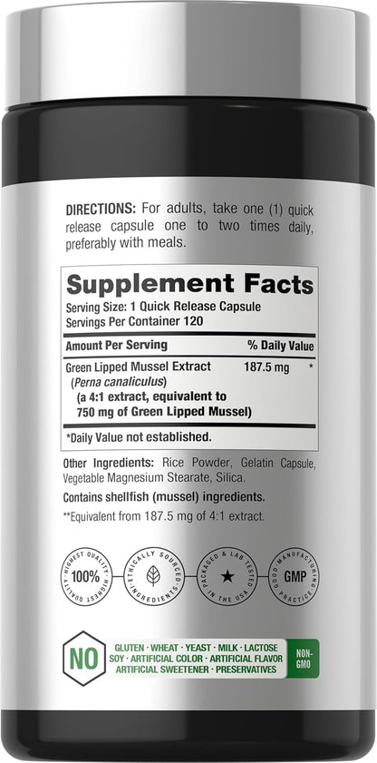 Horbäach Green Lipped Mussel, 120 Capsules, Freeze-dried from New Zealand