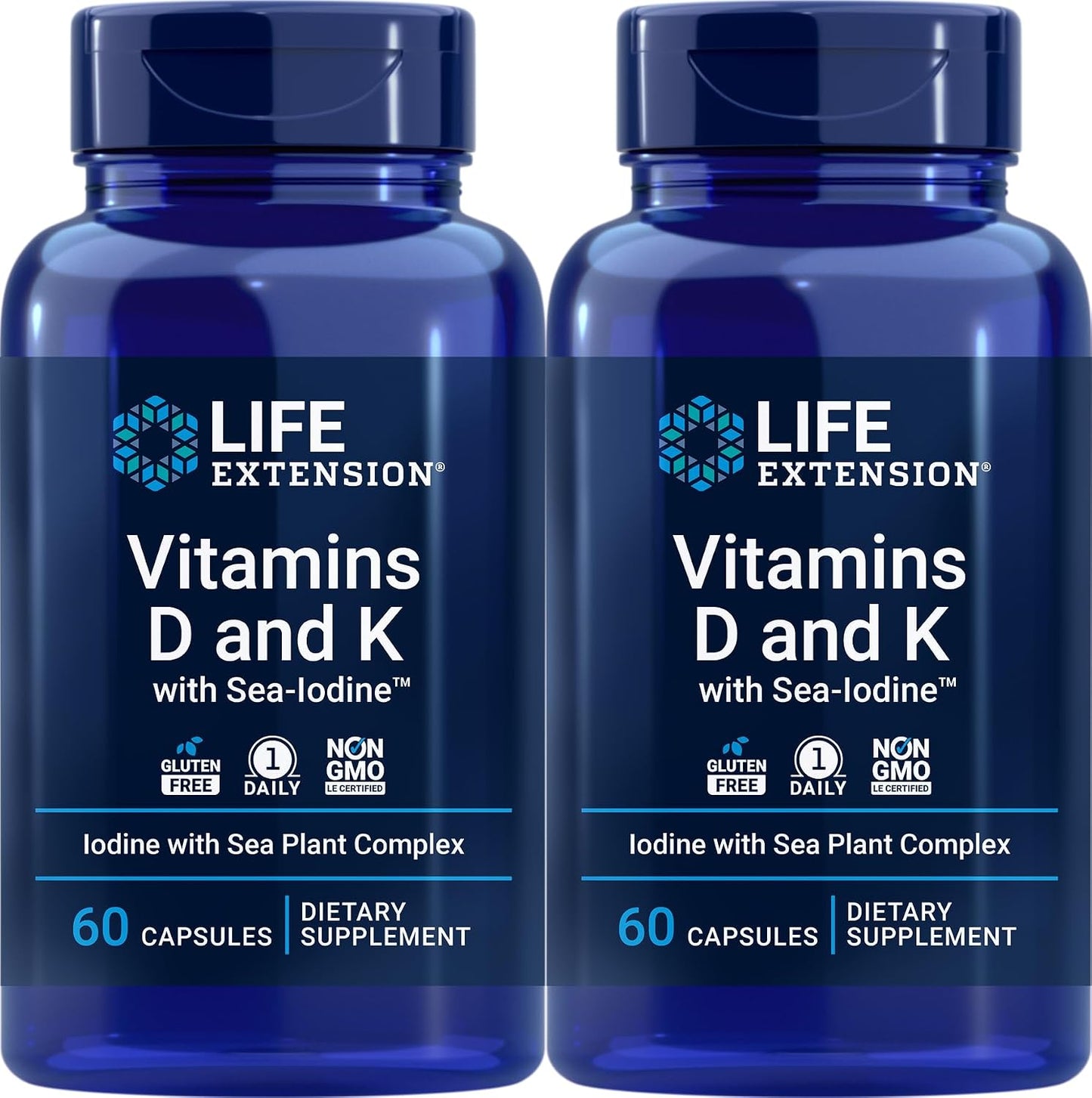 Life Extension Vitamins D and K with Sea-Iodine 60 Capsules (2-Pack) - görsel 1