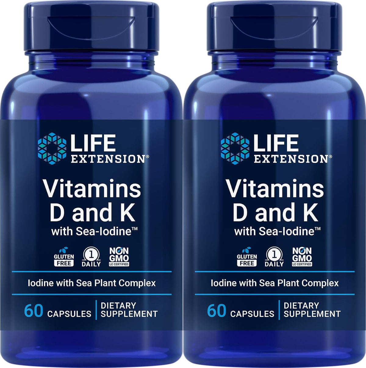 Life Extension Vitamins D and K with Sea-Iodine 60 Capsules (2-Pack) - görsel 1