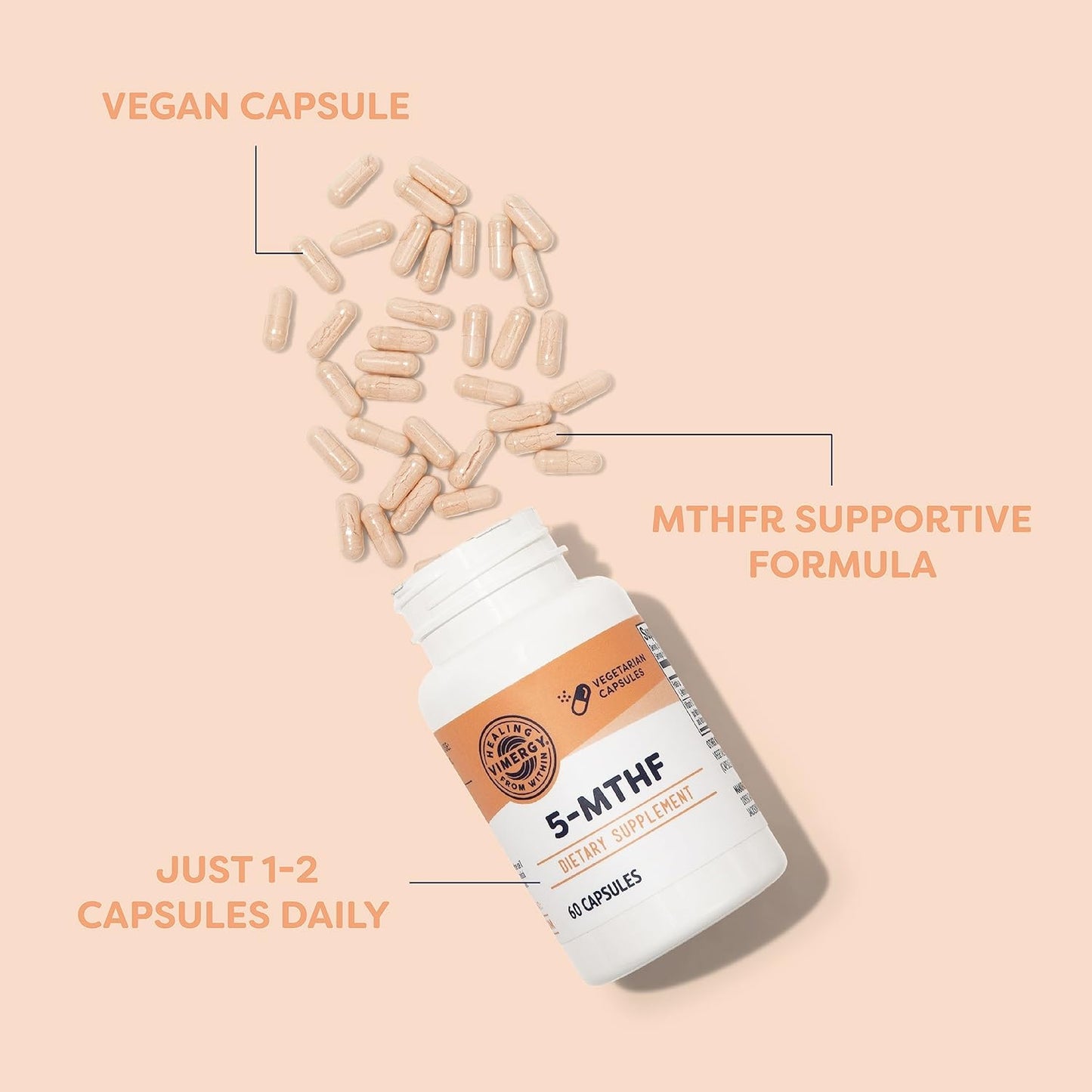 Vimergy 5-MTHF Capsules – 60 Servings with L-Methylfolate and Vitamin B12 - görsel 3