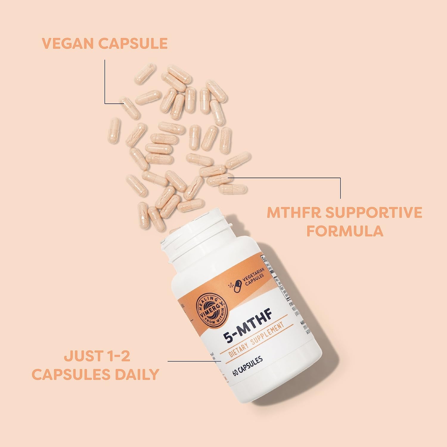 Vimergy 5-MTHF Capsules – 60 Servings with L-Methylfolate and Vitamin B12 - görsel 3
