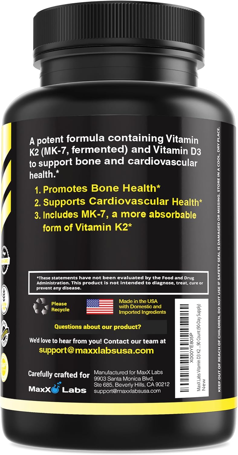MaxX Labs Vitamin D3 K2 3000 IU with MK-7 - 90 Capsules - görsel 2