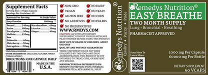 Easy Breathe – 1,000 mg Herbal Supplement, 60 Vegan Capsules