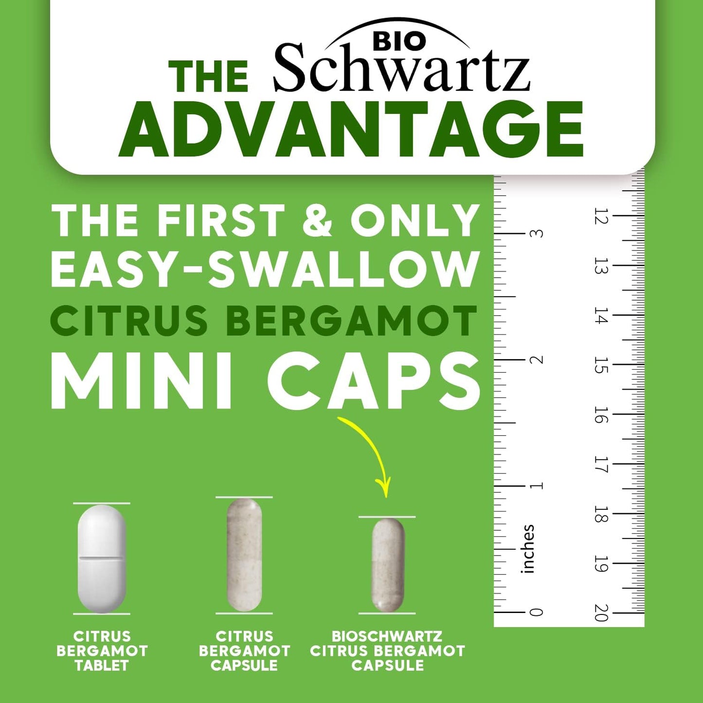 BioSchwartz Citrus Bergamot 1000mg - Ultra Concentrated Supplement for Heart Health - Vegan, Non-GMO, Gluten-Free - 120 Mini Capsules - görsel 3
