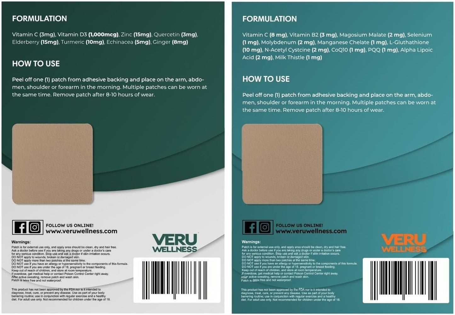 Veru Wellness Immune Complete Boost Duo Lifestyle Patches Non-Ingestible Topical Wellness Patch, Time-Release Wear, 8–10 Hours, 120 Patches - görsel 3