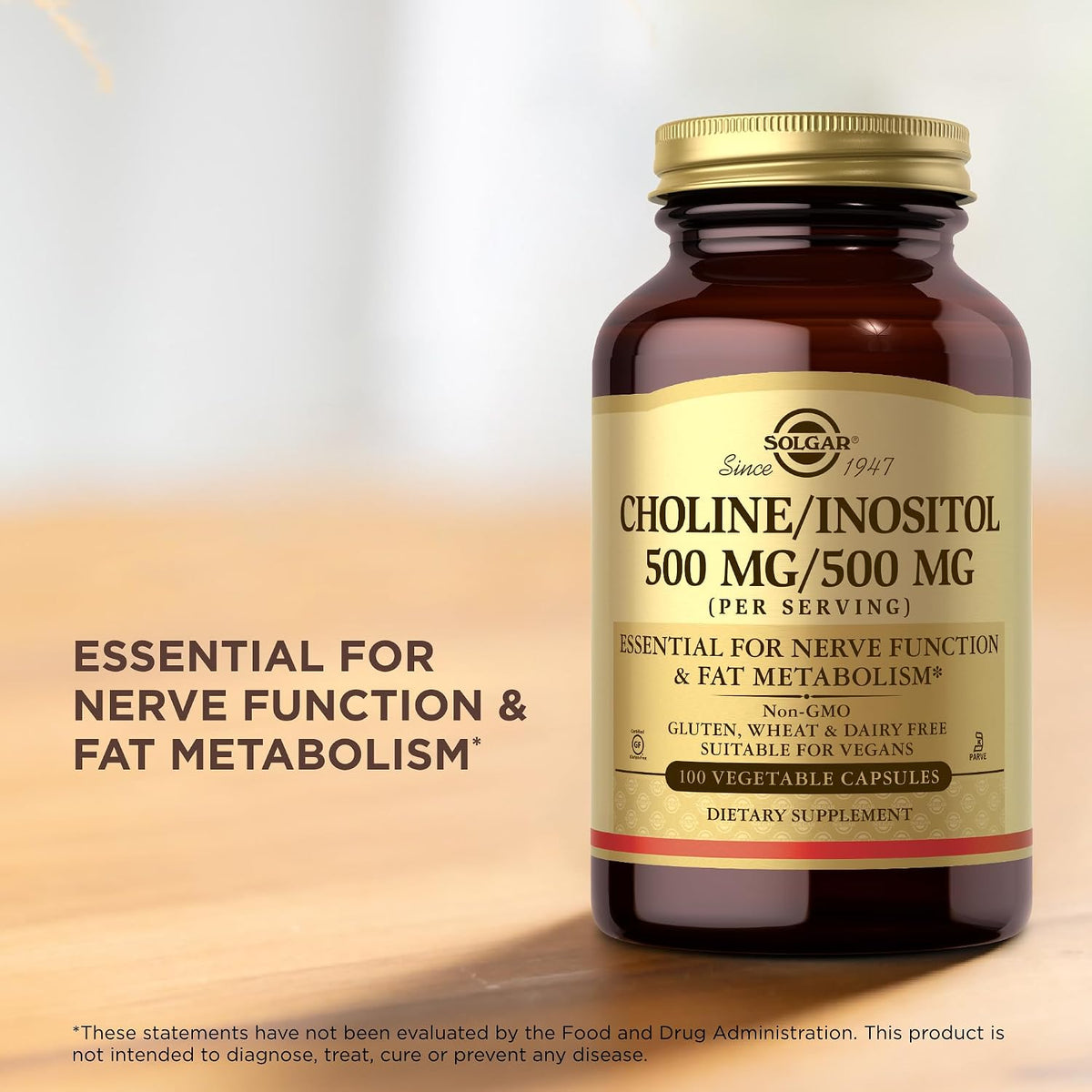Solgar Choline/Inositol 500 mg/500 mg, 100 Vegetable Capsules (Pack of 2) - görsel 5