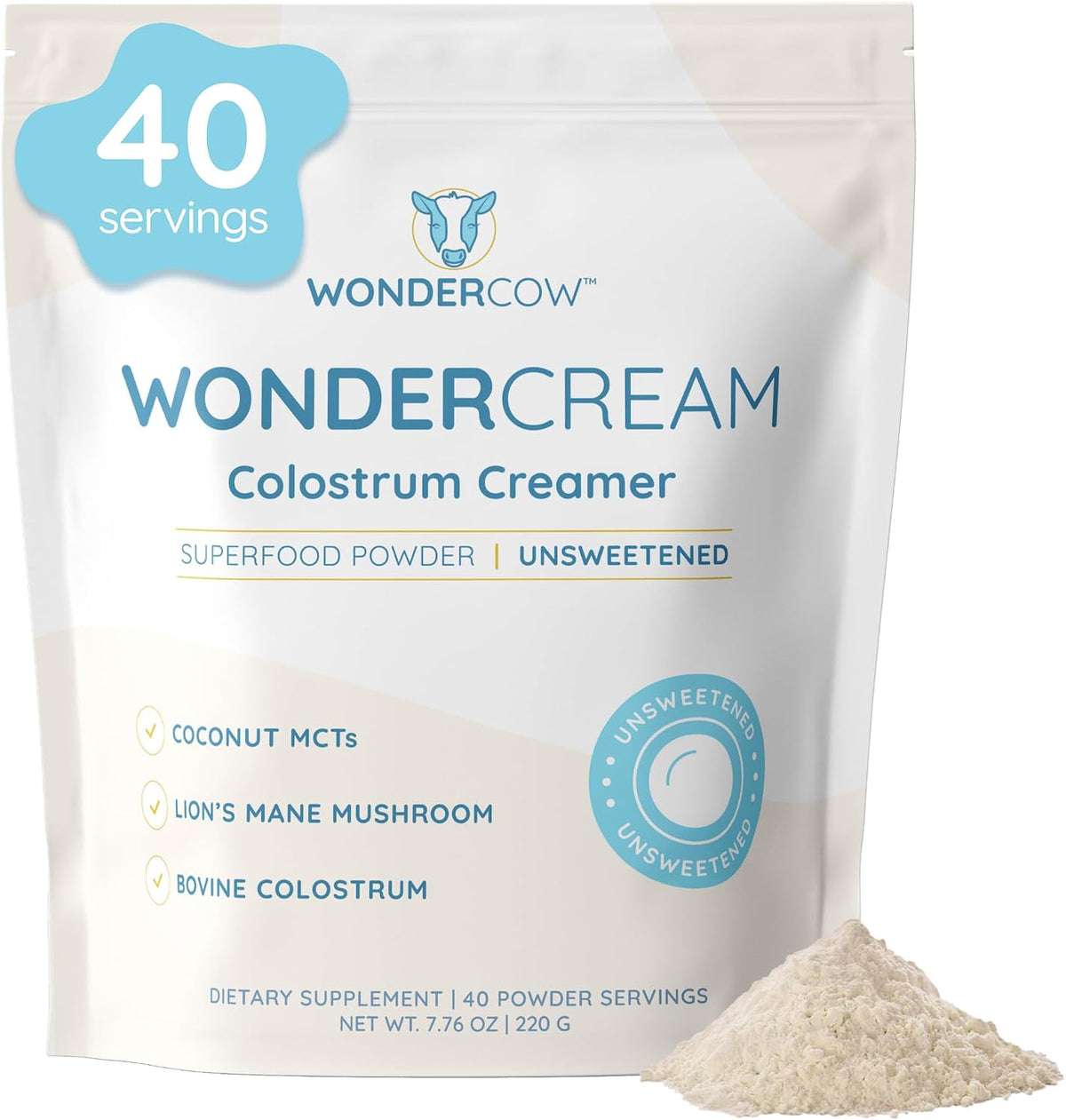 WONDERCOW Bovine Colostrum Superfood Creamer – Organic Lion's Mane & Coconut Milk Powder MCTs – Unsweetened, Keto Friendly - görsel 9