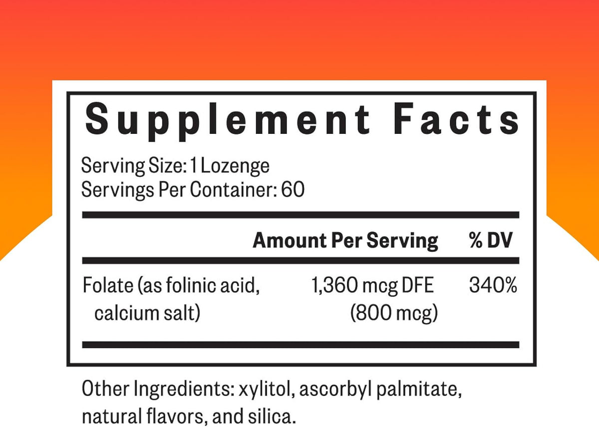 Seeking Health Folinic Acid - Methyl Free - – Metabolically Active Folate: Each lozenge supplies 1,360 mcg DFE of – Image 2