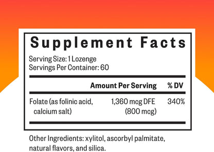 Seeking Health Folinic Acid - Methyl Free - – Metabolically Active Folate: Each lozenge supplies 1,360 mcg DFE of – Image 2