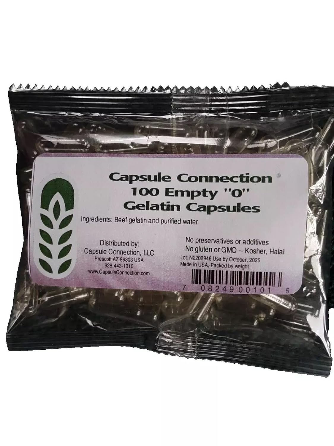 Capsule Connection 1000 Bulk Size 0 Empty Gelatin Capsules, Made in the USA, Resealable Bag - görsel 4