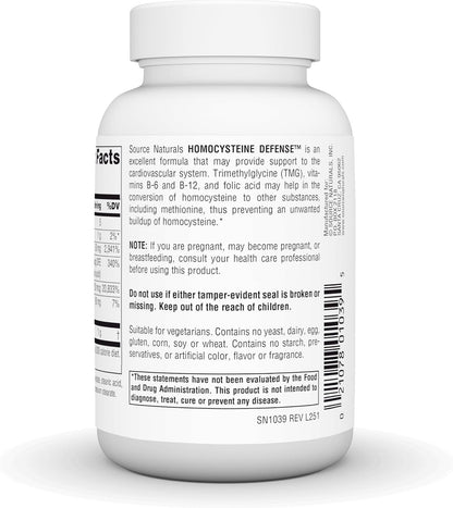 Source Naturals Homocysteine Defence - Supports Healthy Homocysteine Metabolism - 120 Tablets