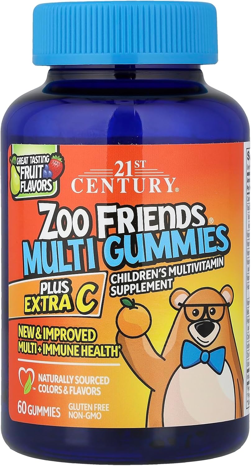 21st Century Zoo Friends Multi Gummies Plus Extra C - Fruit Flavours, 60 Gummies - görsel 1