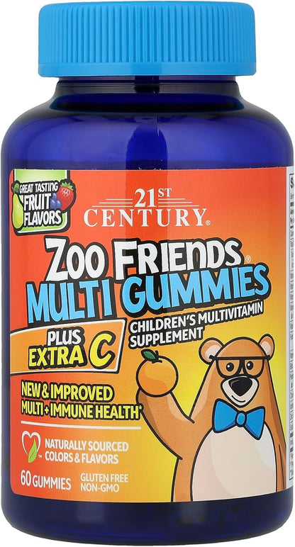 21st Century Zoo Friends Multi Gummies Plus Extra C - Fruit Flavours, 60 Gummies