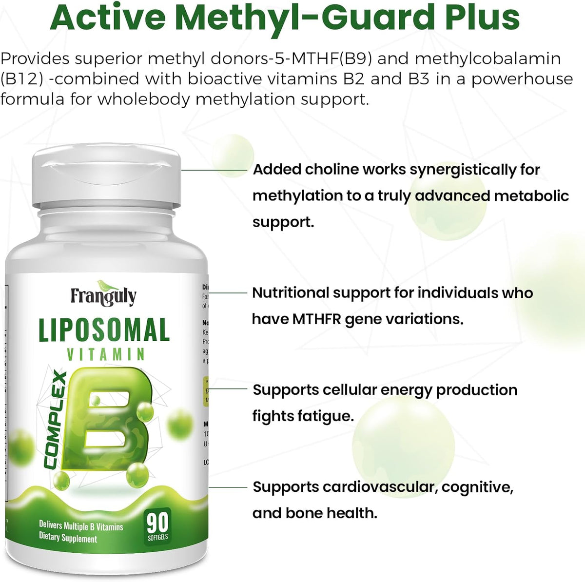 Liposomal B Complex with Methylated B12, L-Methylfolate, Choline & Inositol - görsel 4