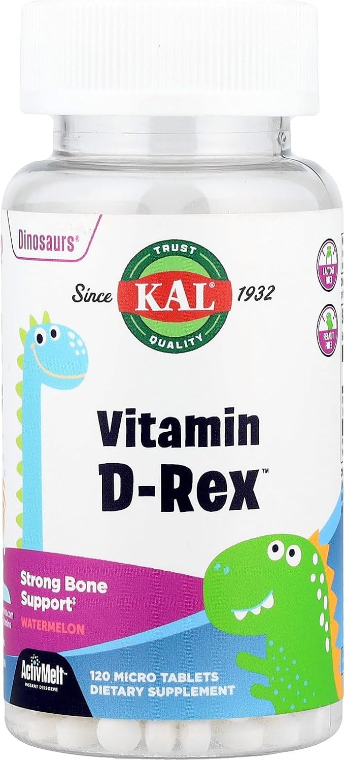 KAL D-REX Vitamin D3 600 IU Watermelon Fast-Melting Tablets, 120 Count - görsel 1