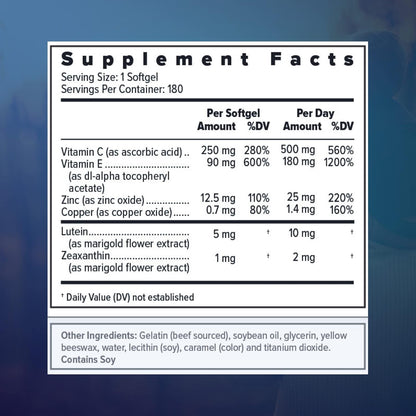 Focus Select AREDS2 Based Eye Vitamin-Mineral Supplement - 180 Softgels (90-Day Supply)