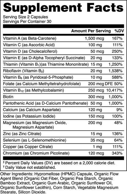 Bucked Up Stag Multivitamin for Men - Full Spectrum - Vitality, Immunity & Muscle Support (60 Capsules)
