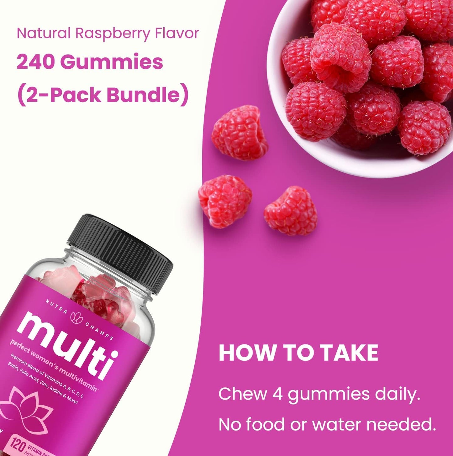 NutraChamps Women's Multivitamin Gummies - 240 Count (2-Pack) - görsel 4