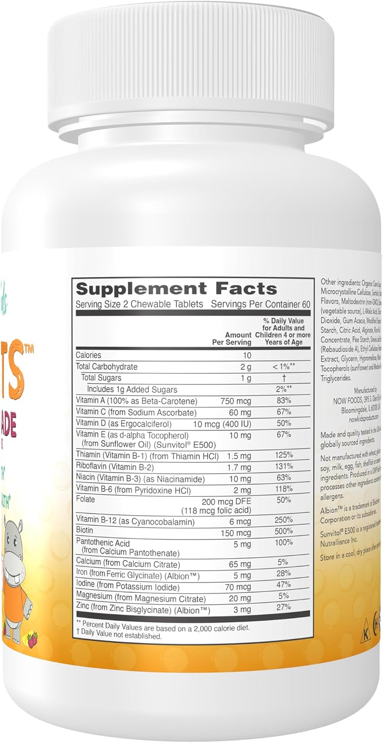 NOW Foods Kid Vits Multivitamin - Berry Lemonade, 120 Chewable Tablets - görsel 2