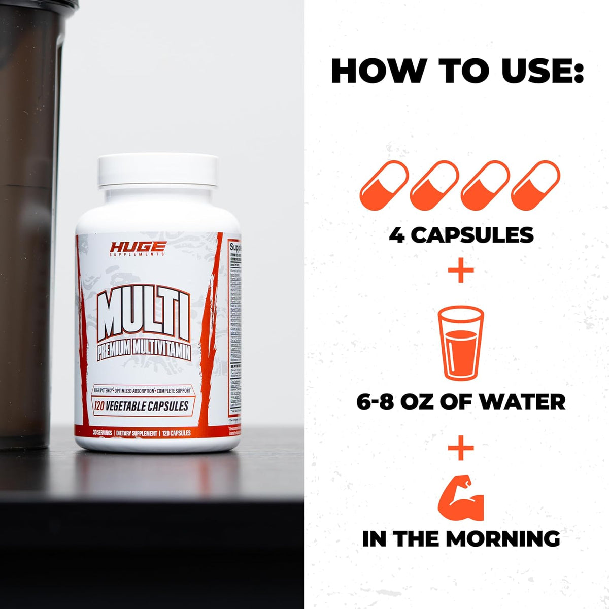 Huge Multi - Men's Multivitamin | High-Performance All-in-One for Athletes (120 Capsules) - görsel 6