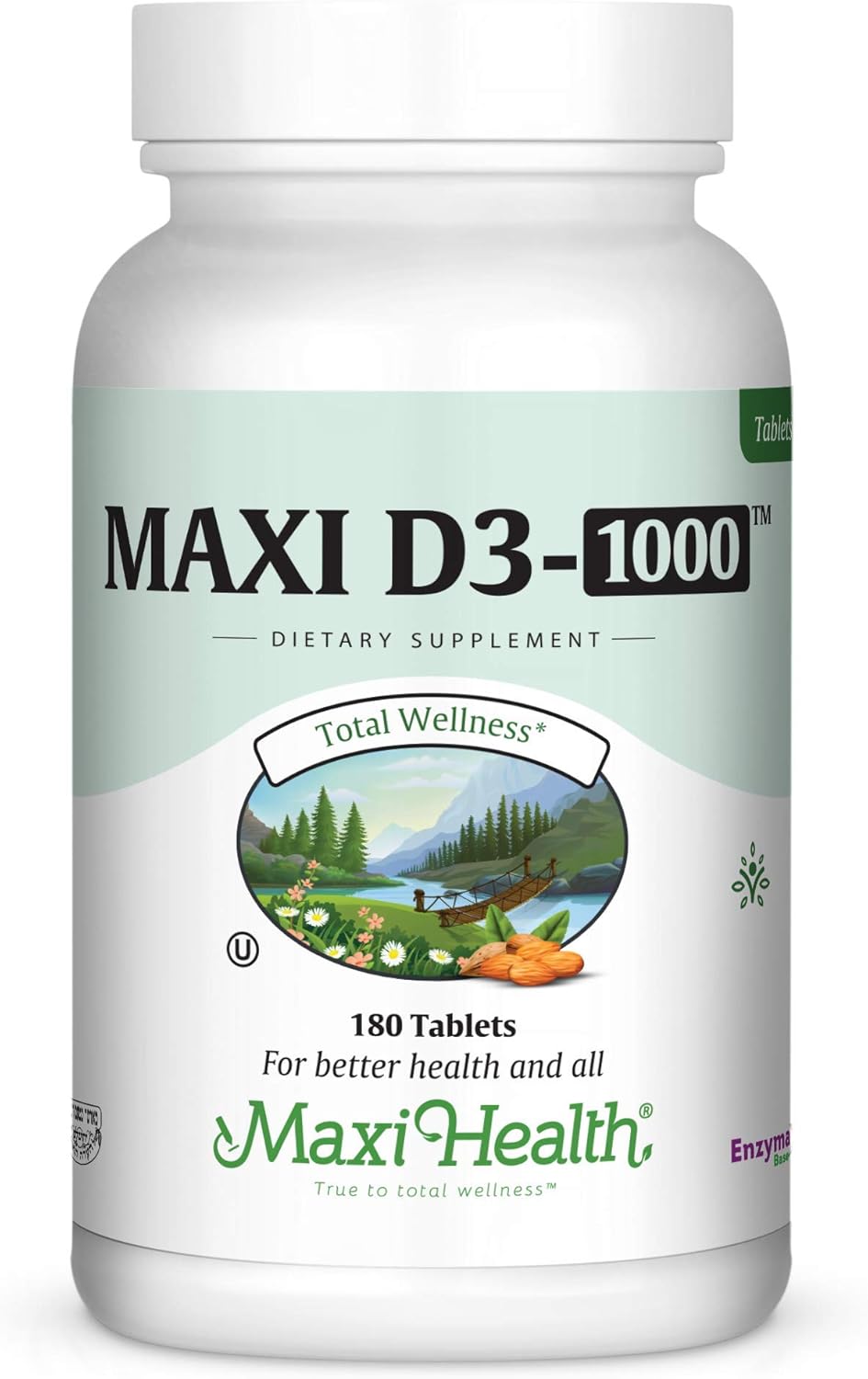 Maxi Health Vitamin D3 1000 IU Supplement, 180 Tablets - görsel 1
