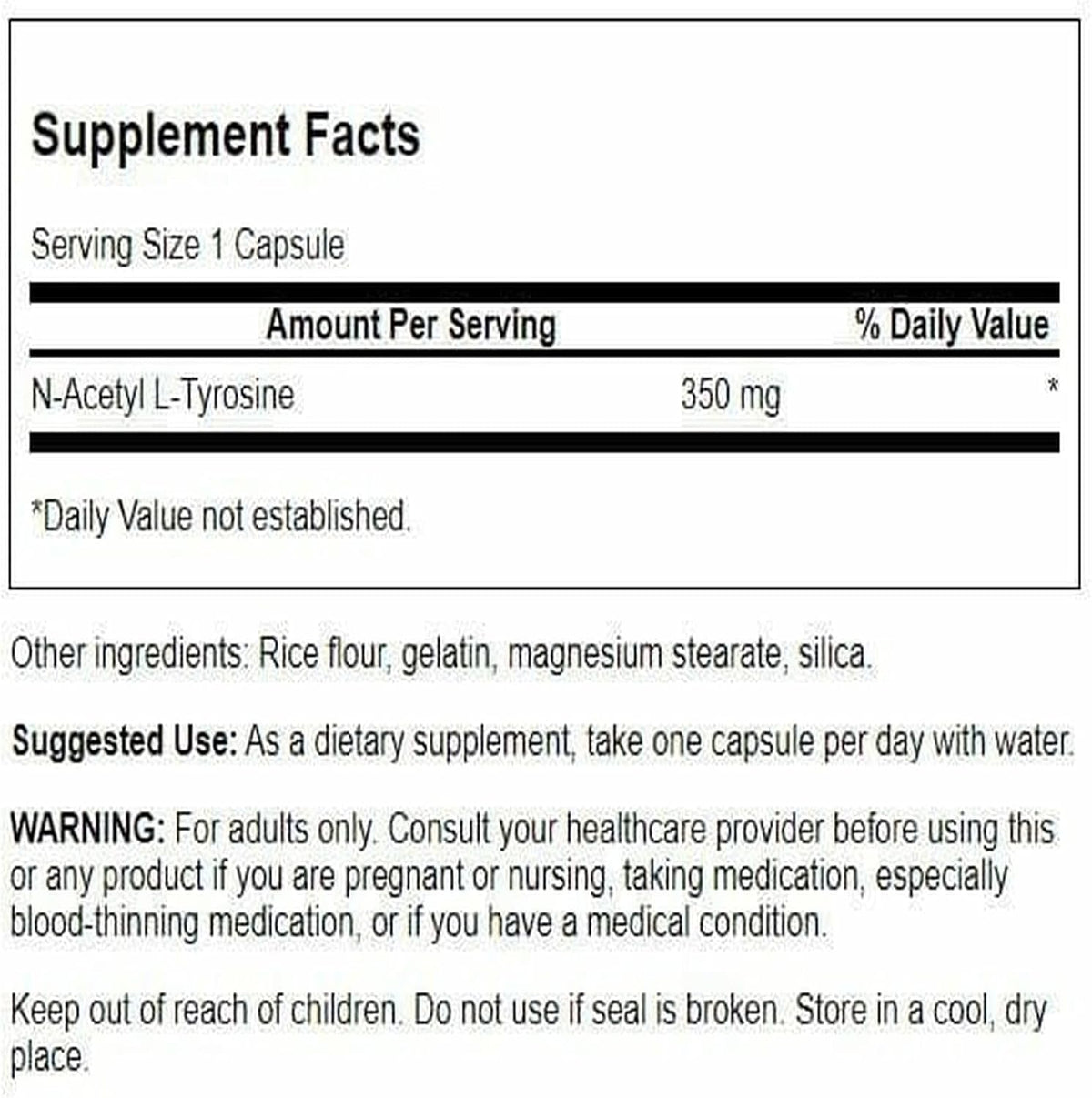 Swanson N-Acetyl L-Tyrosine 35mg, 60 Capsules - Amino Acid Food Supplement for Cognitive Function - görsel 2