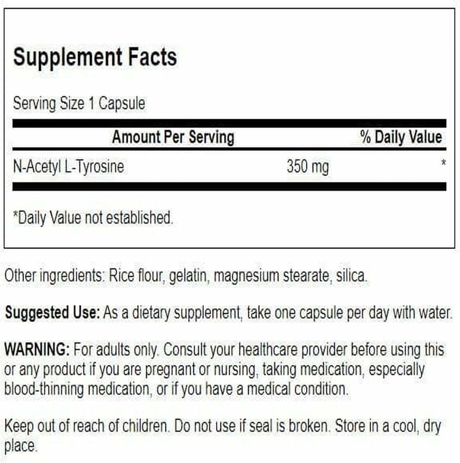 Swanson N-Acetyl L-Tyrosine 35mg, 60 Capsules - Amino Acid Food Supplement for Cognitive Function - görsel 2