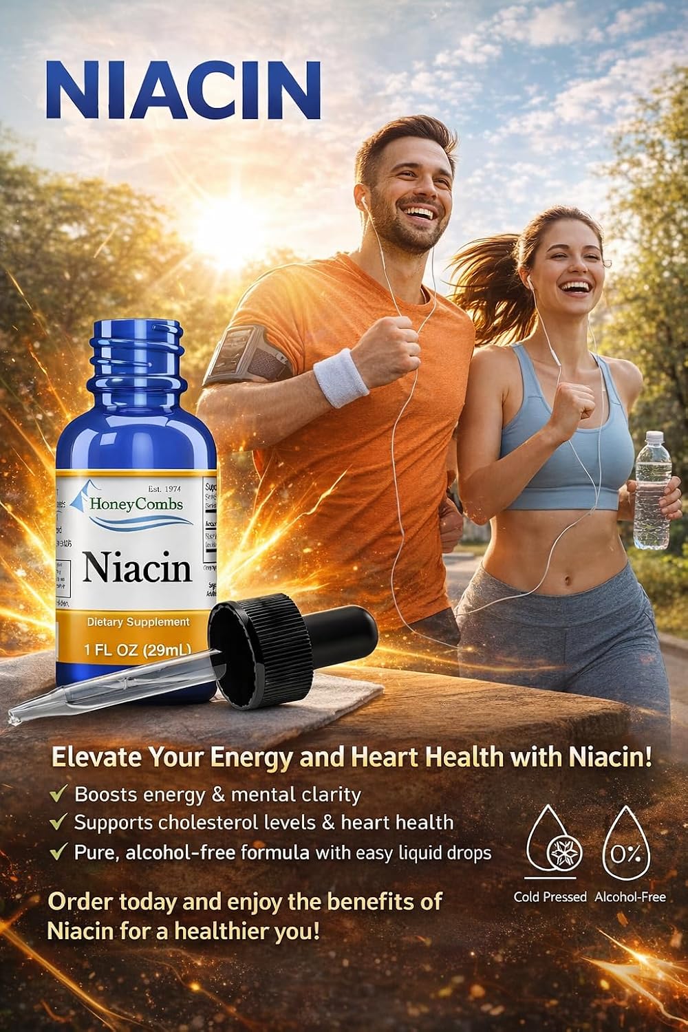 HoneyCombs Vitamin B3 Liquid Niacin Drops | Non-Flushing Niacinamide | 30 ml - görsel 6