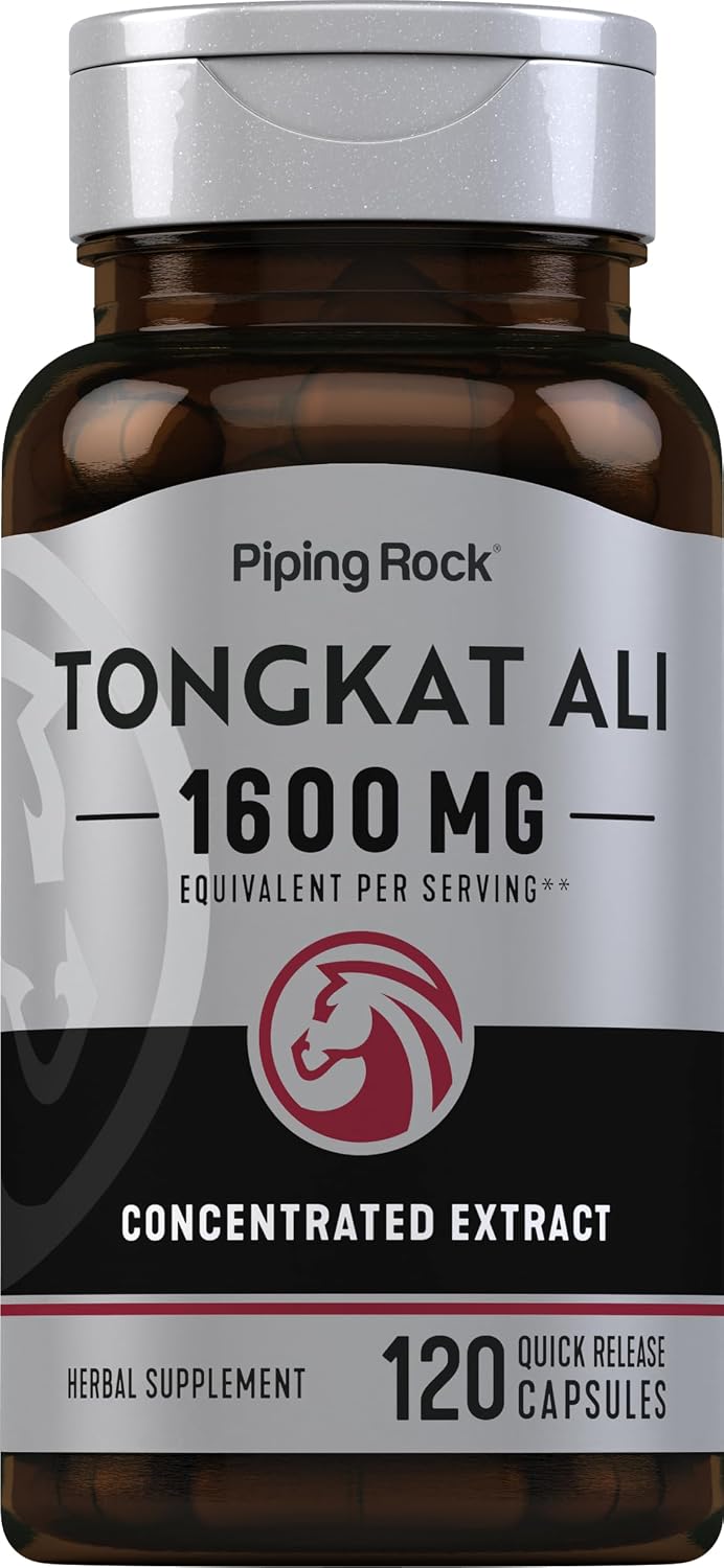 Piping Rock Tongkat Ali | 120 Capsules | Longjack Extract | Herbal Supplement | Non-GMO, Gluten-free - görsel 1