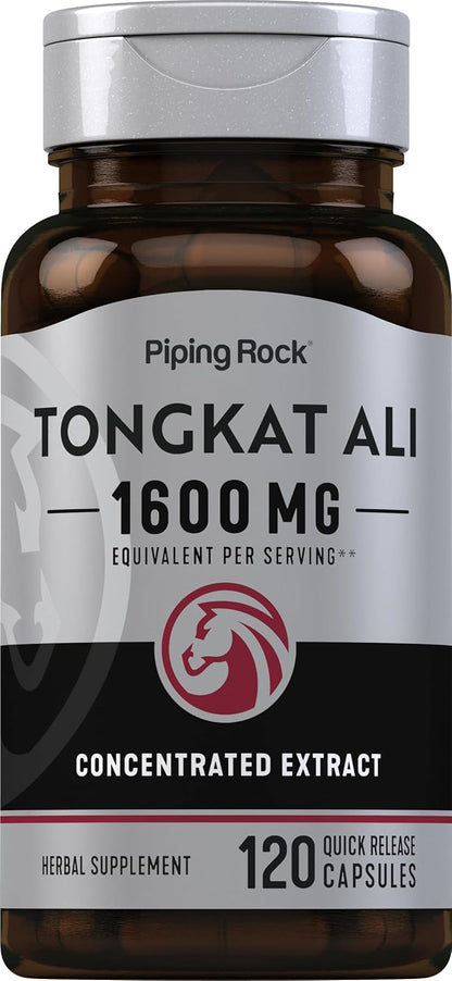 Piping Rock Tongkat Ali | 120 Capsules | Longjack Extract | Herbal Supplement | Non-GMO, Gluten-free