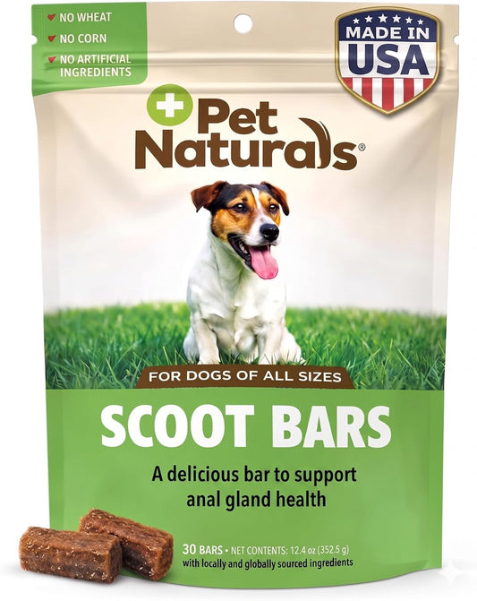 Pet Naturals Scoot Bars, Fibre Supplement for Dogs, Pumpkin and Tree Larch Extract, Anal Gland Support, Firm Up Stools, Delicious Fibre Bars, Duck Flavour, 30 Count
