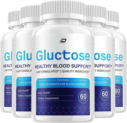 Gluctose Capsules – Advanced Supplement, All-Natural Formula to Maintain Healthy Levels, Maximum Strength Formula (5 Pack - 300 Capsules)