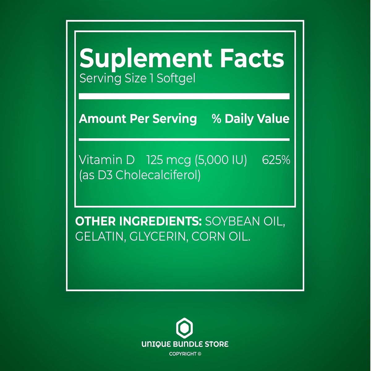 Vitamin D3 5000 IU (125 mcg) – 100 Softgels, High Potency Supplement for Bone and Immune Support - görsel 4