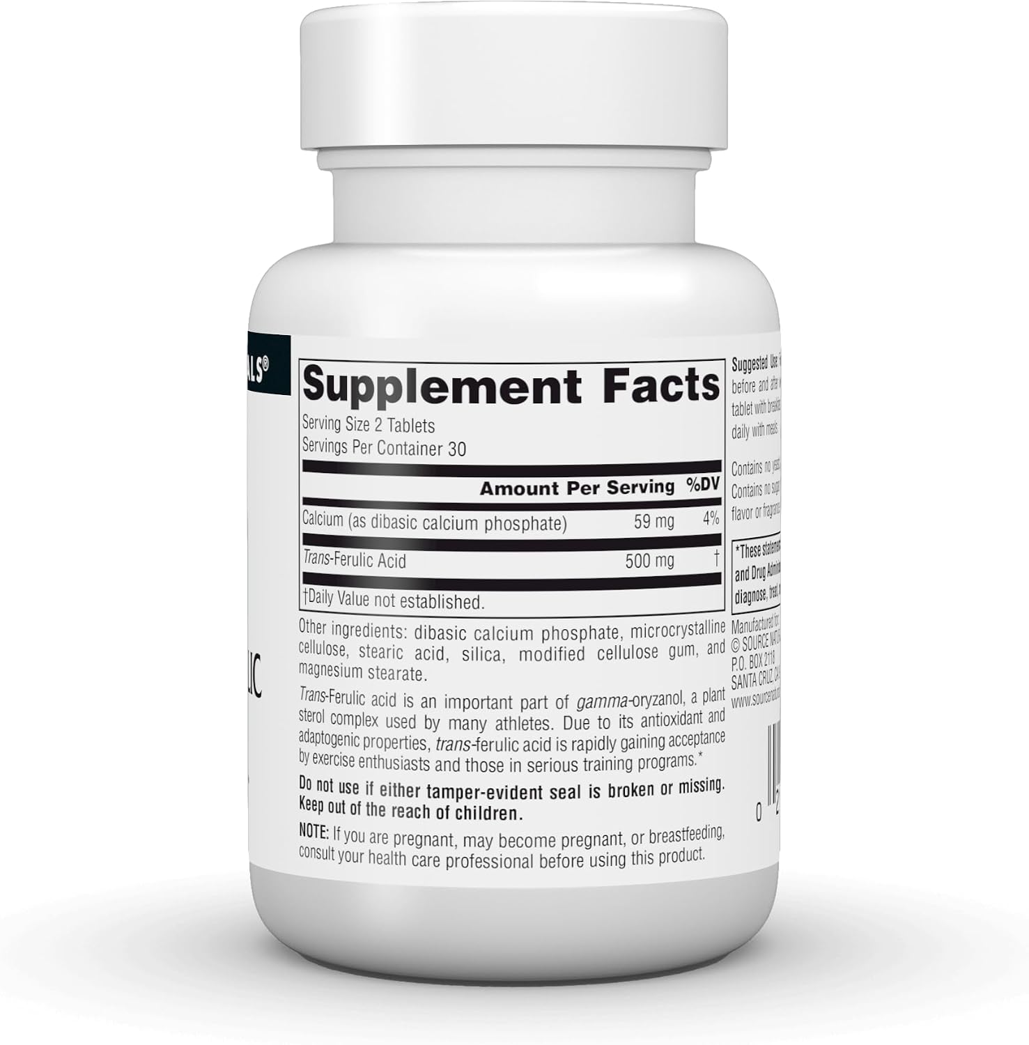 Source Naturals Athletic Series Trans-Ferulic Acid - Antioxidant Support - 250mg, 60 Tablets - görsel 3