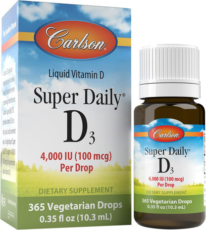 Carlson Super Daily D3 4,000 IU (100 mcg), Unflavoured, 365 Drops