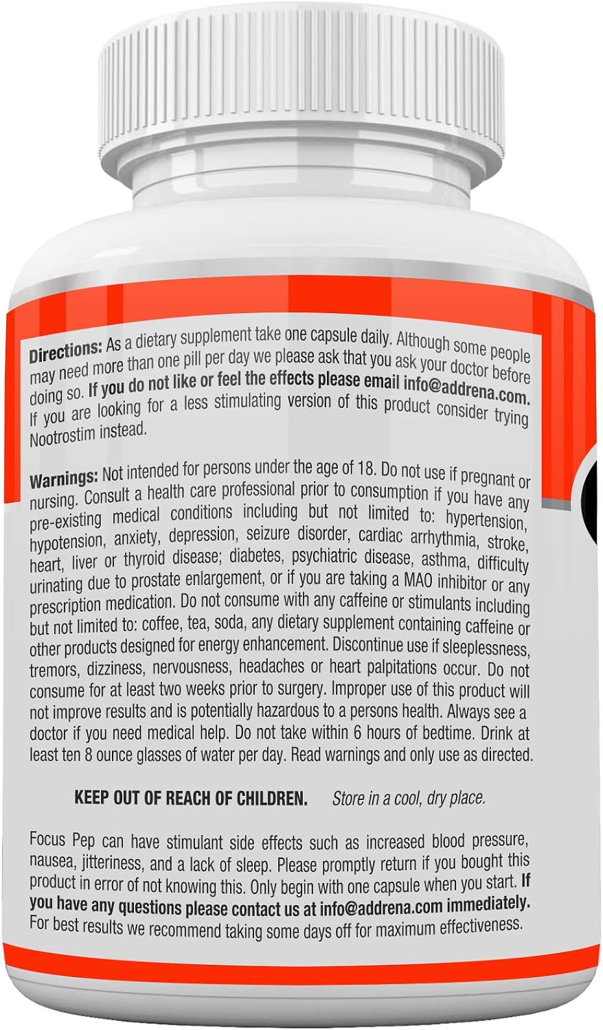 Focus Pep 2 Pack - Over the Counter Stimulants to Speed Up Naturally: Study Aid and Best Energy Supplements for Nootropic Brain Boosting, 120 Capsules - görsel 8