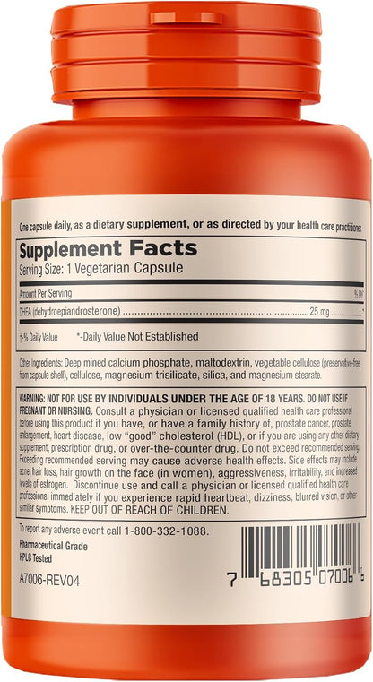 Mt. Angel Vitamins - Pure DHEA 25mg - DHEA Supplement for Men & Women - Support Healthy Ageing, Muscle Integrity, Energy & Hormonal Synthesis - Non-GMO (60 Capsules)