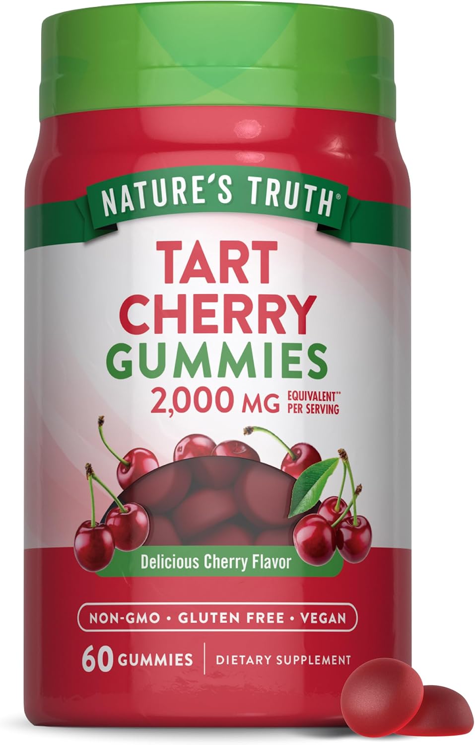 Nature's Truth Tart Cherry Gummies | 60 Gummies | Vegan, Non-GMO & Gluten-free Supplement | Cherry Flavour - görsel 1