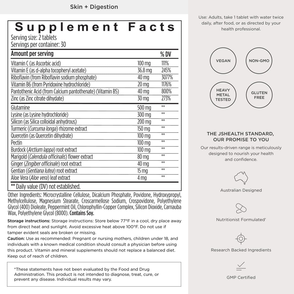 JSHealth Vitamins Skin and Digestion Formula – Supplement for Clear Skin and Digestive Health (120 Capsules) - görsel 9