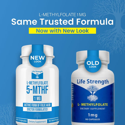 L-Methylfolate 1mg | 180 Capsules | Active Folate Supplement by LifeStrength