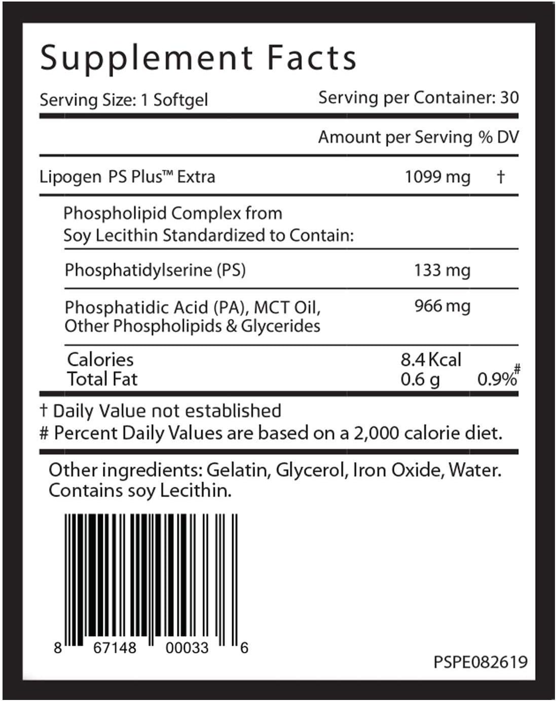Lipogen PS Plus Extra Brain Support - 133mg Phosphatidylserine - 120 Softgels - görsel 2