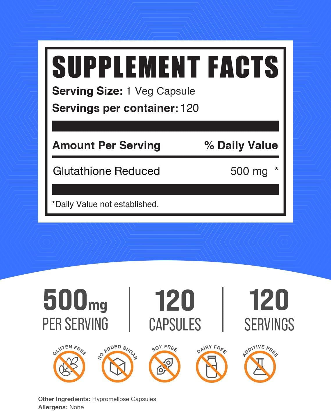 Glutathione Reduced Capsules 500 mg - 120 Capsules - görsel 2