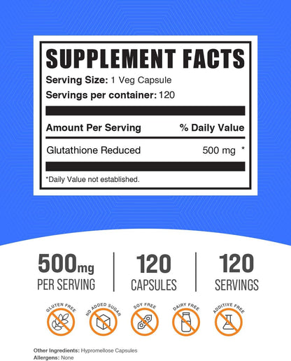 Glutathione Reduced Capsules 500 mg - 120 Capsules