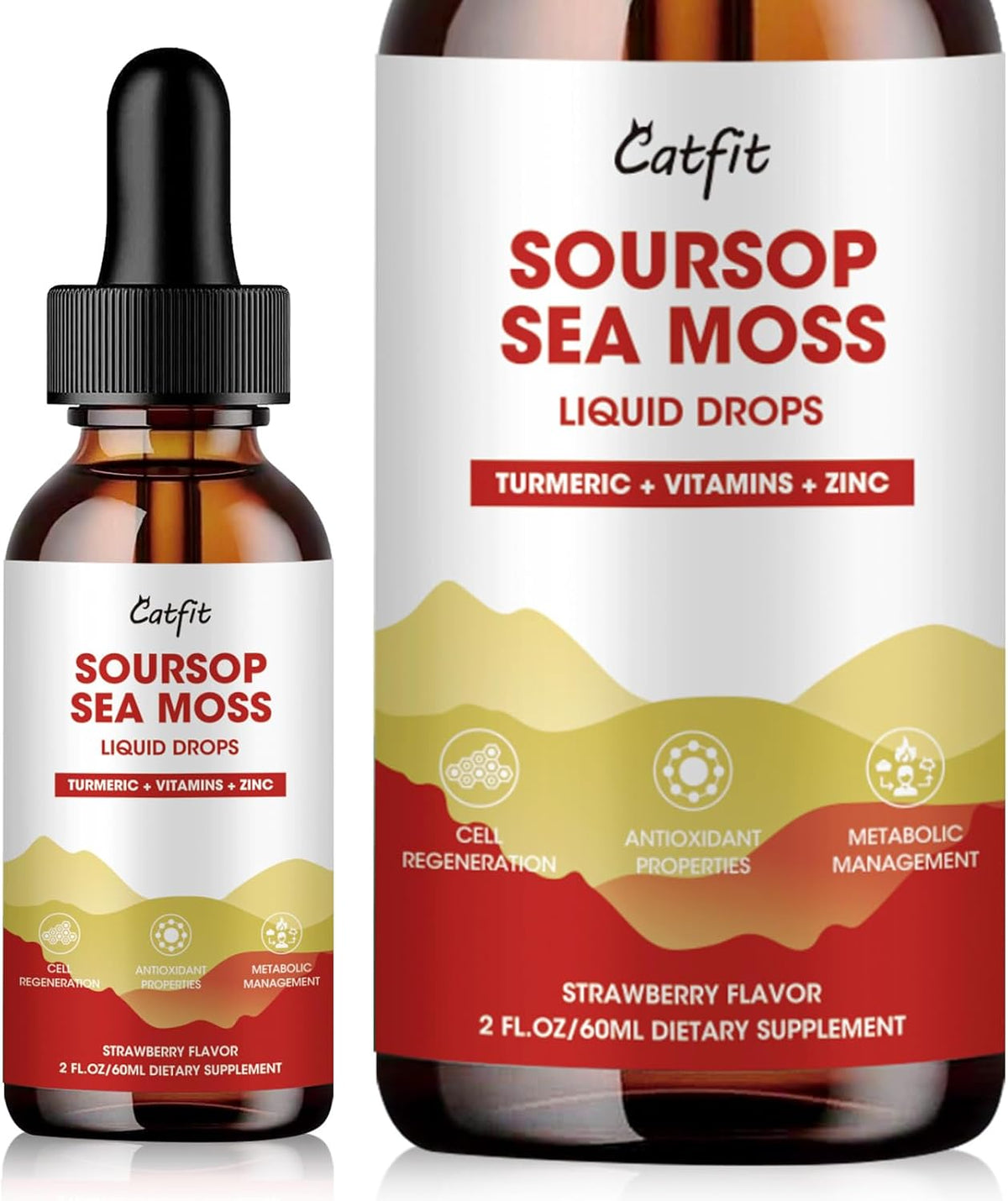 Catfit Soursop Graviola Liquid Drops – Immune and Antioxidant Support, Strawberry, 60 ml - görsel 1
