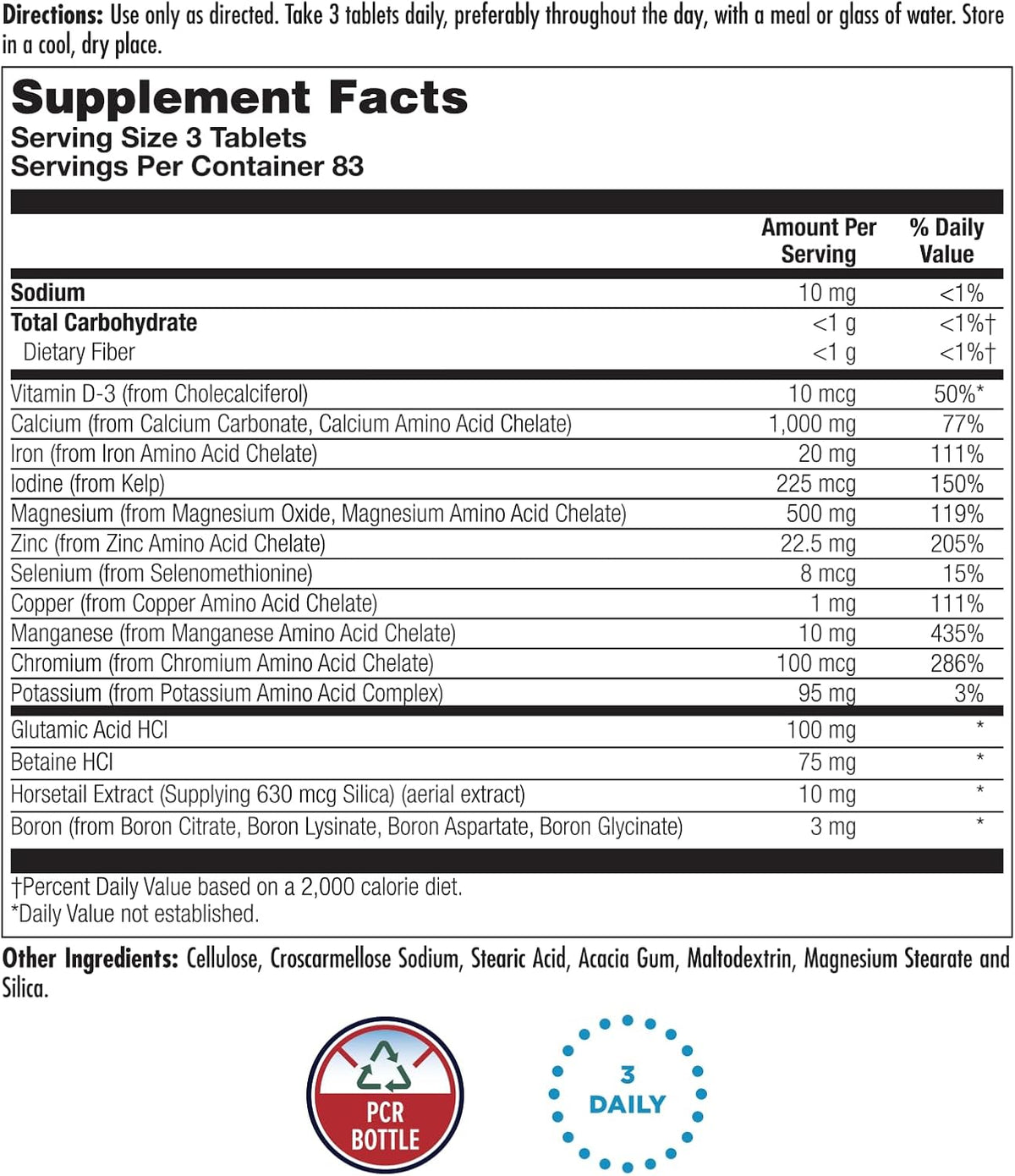 KAL Amino Max, Amino Acids & Multi-Mineral Complex with Chelated Minerals, 250 Tablets - görsel 2