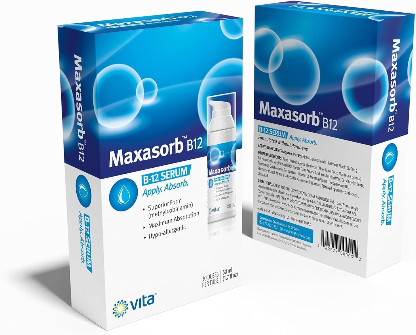 Vita Sciences Maxasorb B12 Vitamin B-12 Cream 1000 mcg – Topical Methylcobalamin for Energy and Skin Health (Pack of 6) - görsel 4