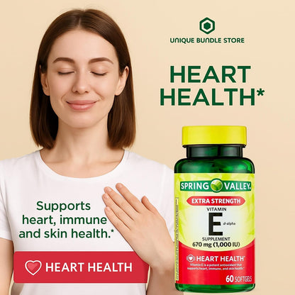 Vitamin E 670mg (1,000 IU) Extra Strength – 60 Softgels, Natural d-Alpha Vitamin E Supplement, Daily Vitamin E 1000 IU for Wellness (Pack of 3)