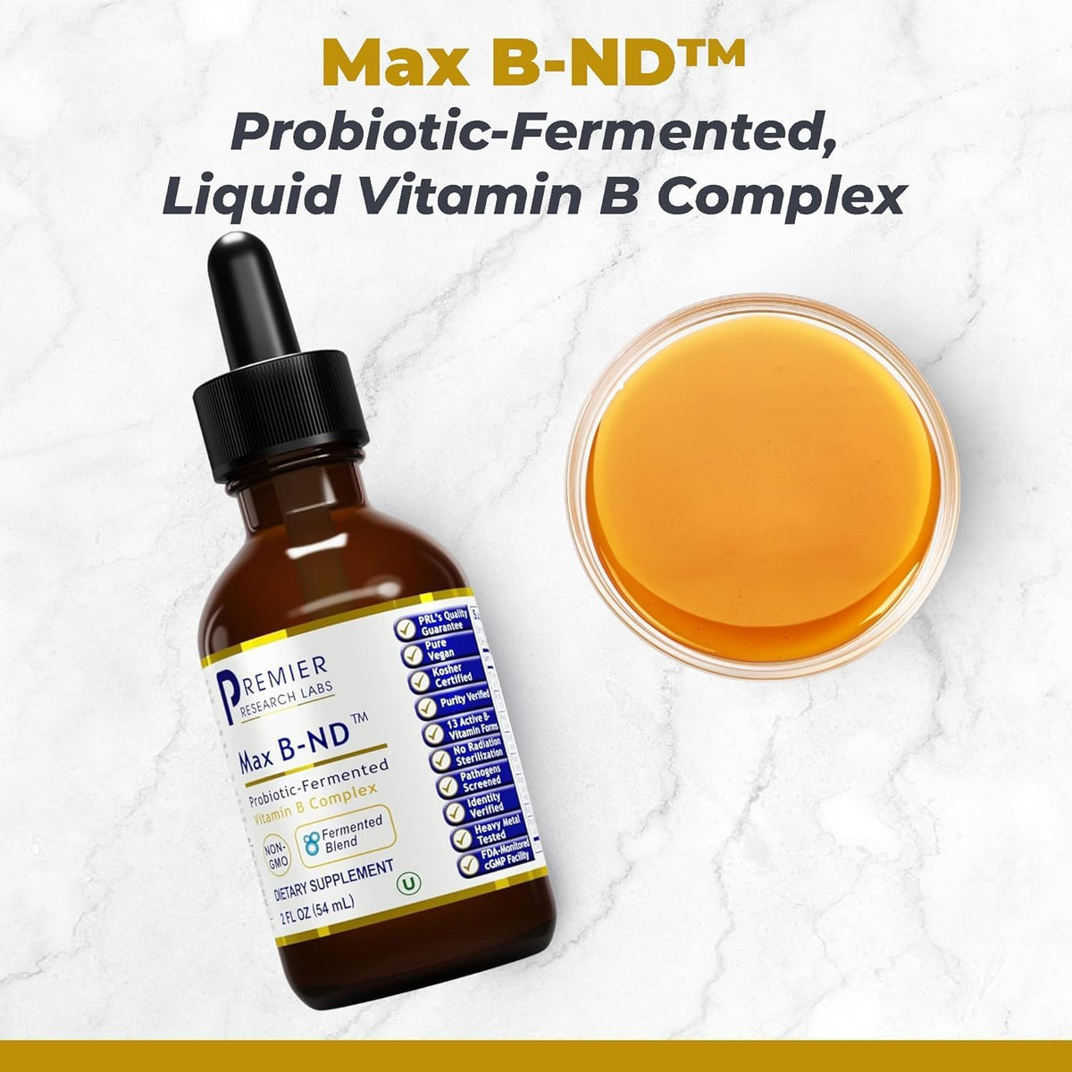Premier Research Labs Max B-ND Liquid B-Complex - Sublingual Drops for Energy Metabolism & Nervous System Health (59 ml) - görsel 2