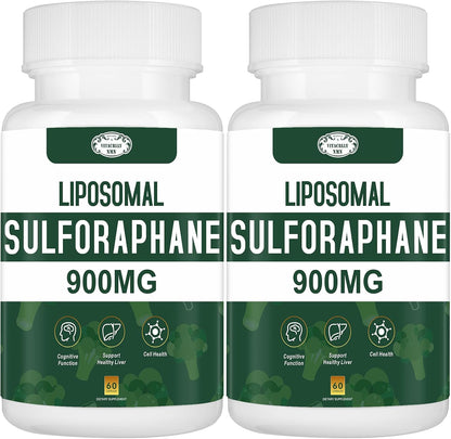 900MG Liposomal Sulforaphane Supplement Broccoli Extract – Liver Support, Antioxidant, Digestion, Cellular Health – 120 Capsules